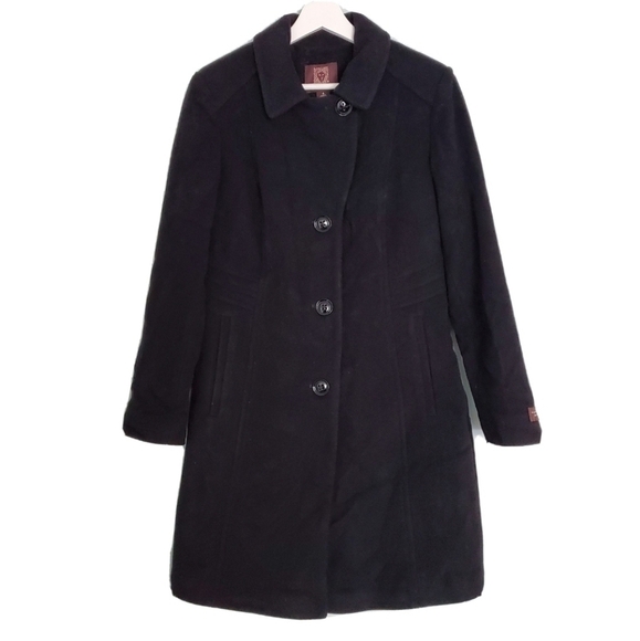 NEW Anne Klein Black Cashmere Blend Pea Coat - Picture 3 of 7